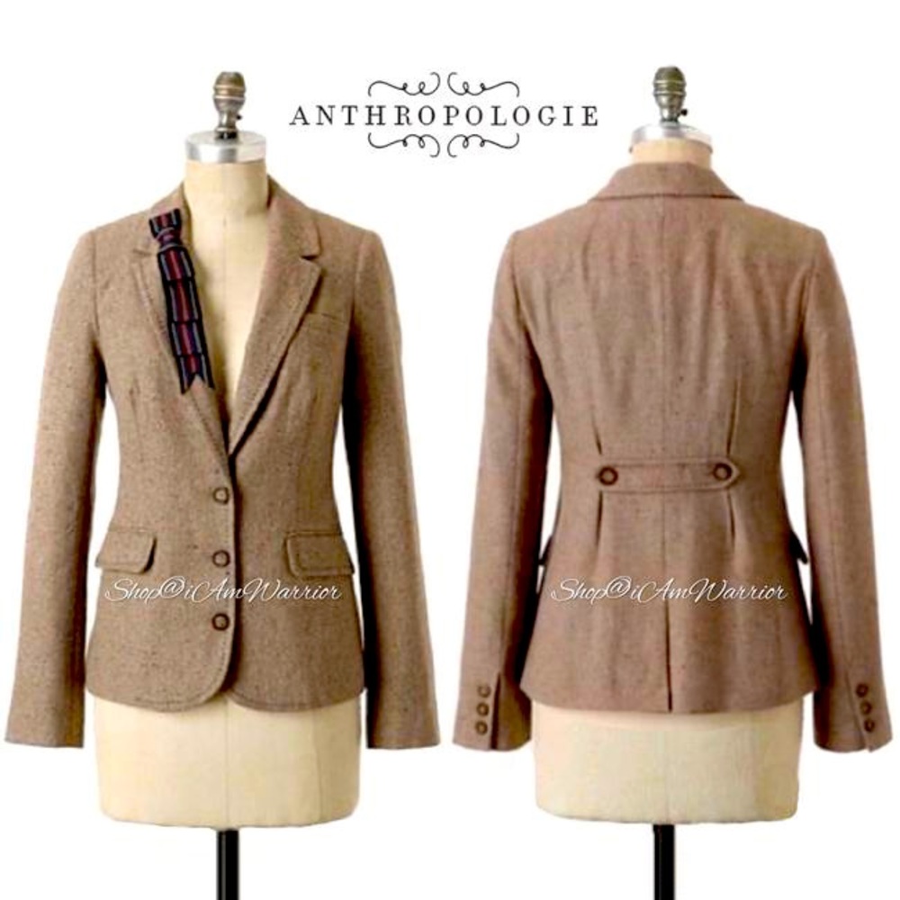 Anthropologie Cartonnier size 6 blazer with striped ribbon